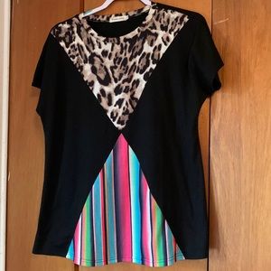 Cute animal print and serape top